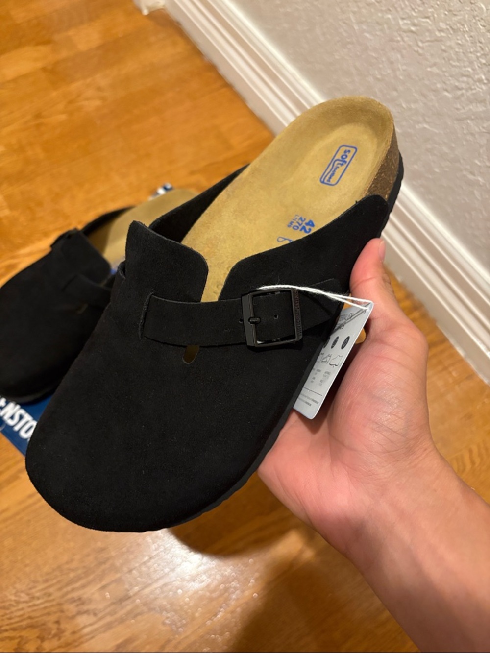 Birkenstock Black Suede Clog Mule with Buckle